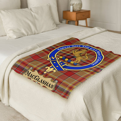 Scottish Clan MacGlashan Crest Tartan Blanket