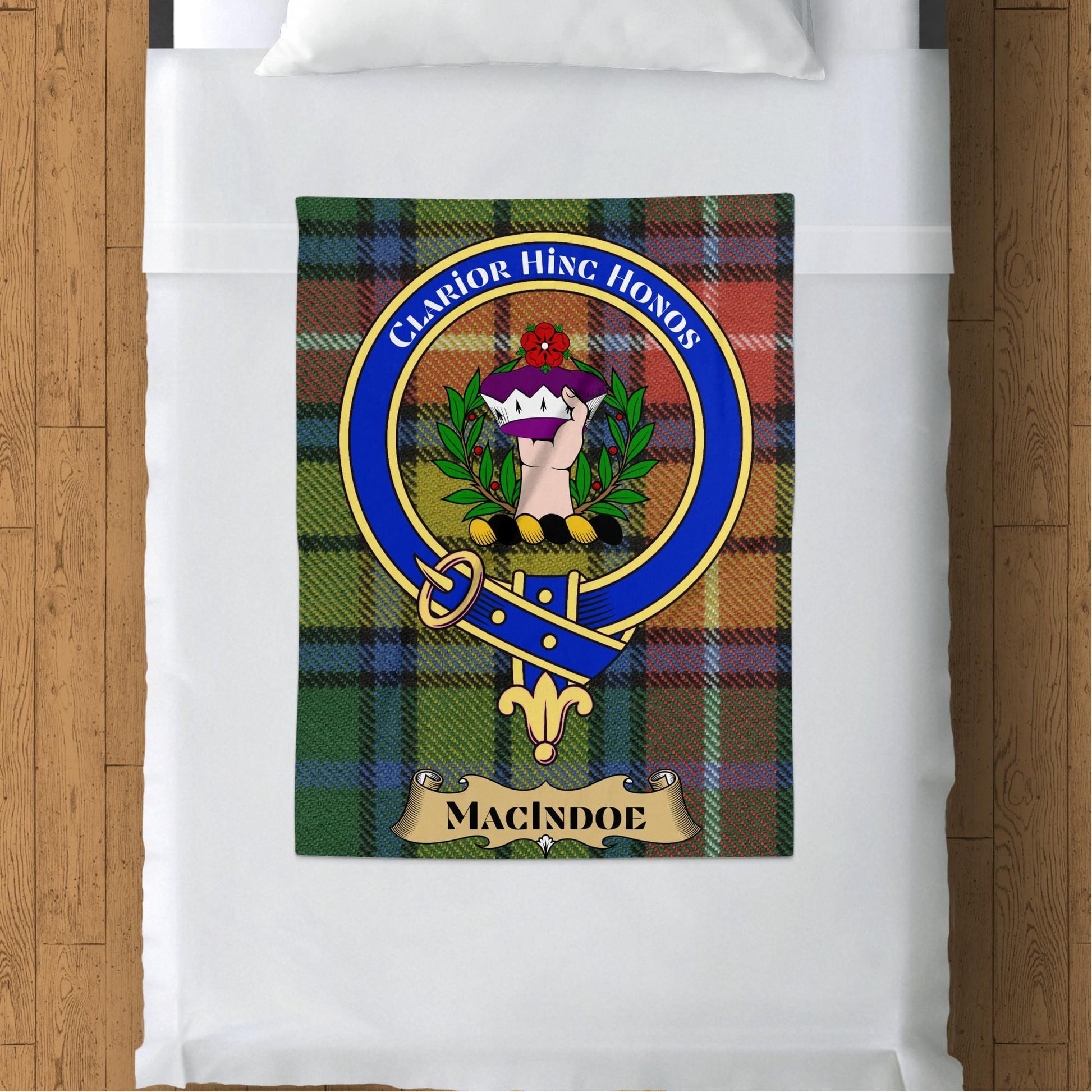 Scottish Clan Macindoe Crest Tartan Throw Blanket