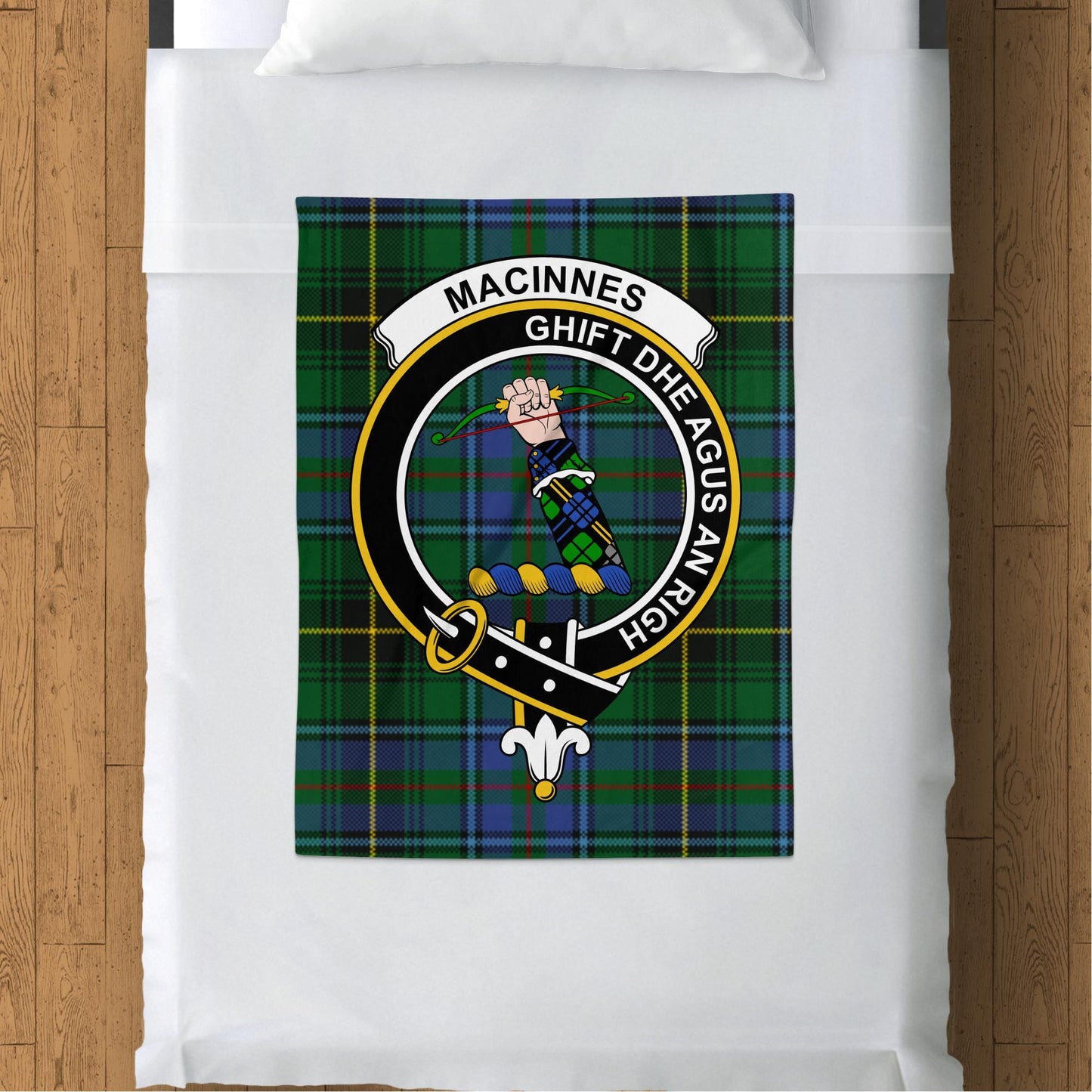 Scottish Clan MacInnes Crest Tartan Blanket