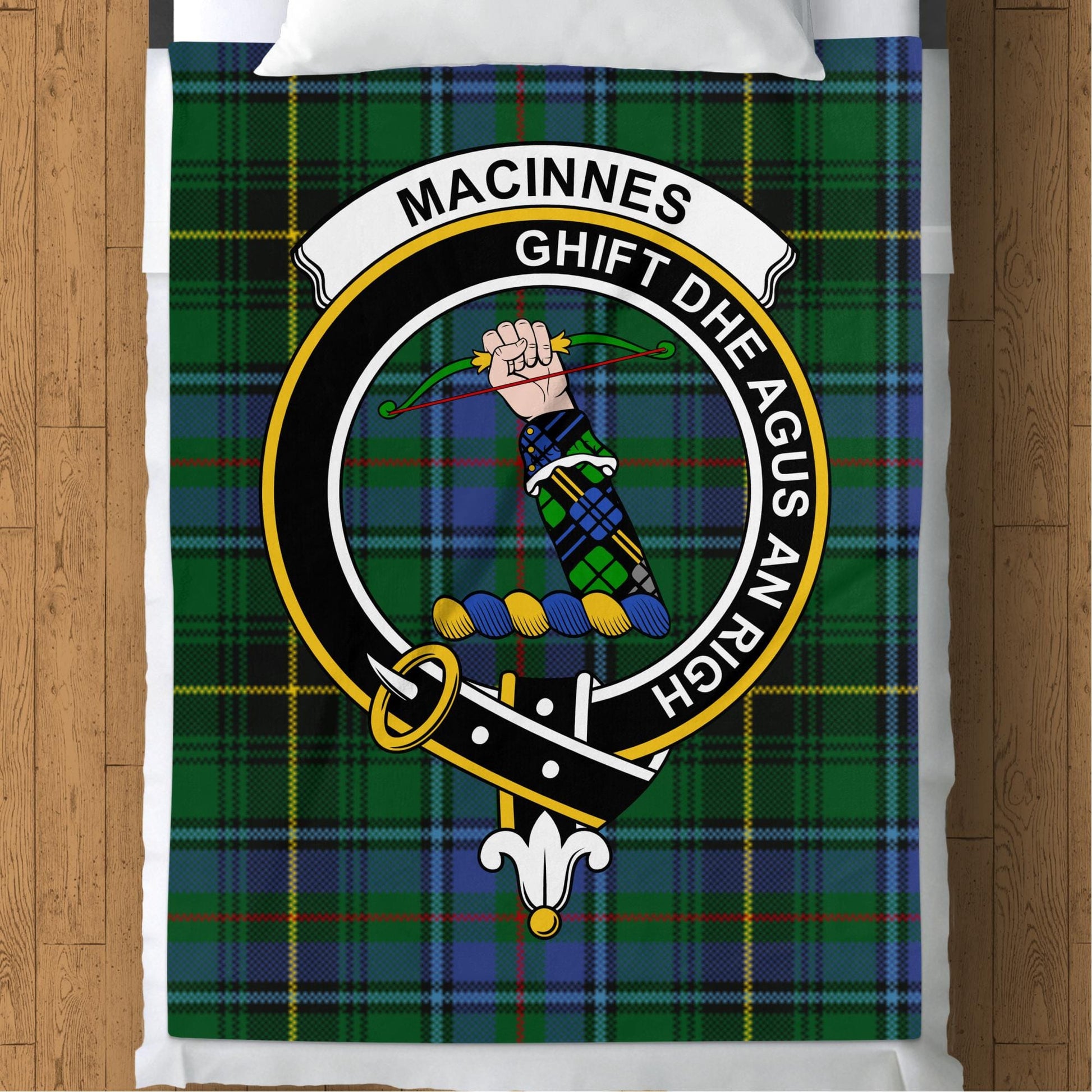 Scottish Clan MacInnes Crest Tartan Blanket