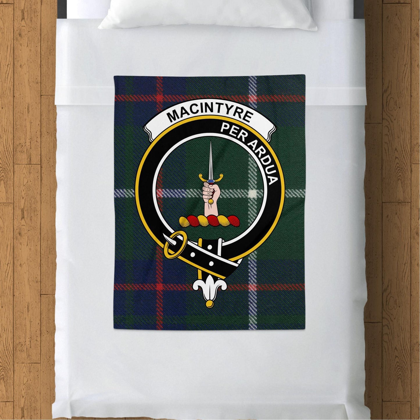 Scottish Clan Macintyre Crest Tartan Blanket