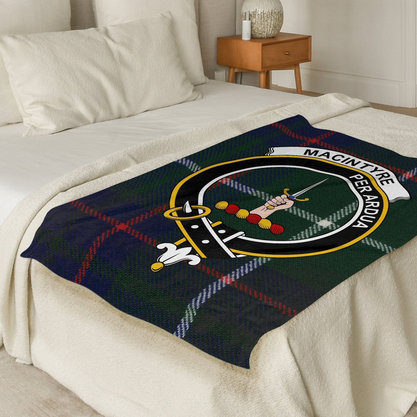 Scottish Clan Macintyre Crest Tartan Blanket