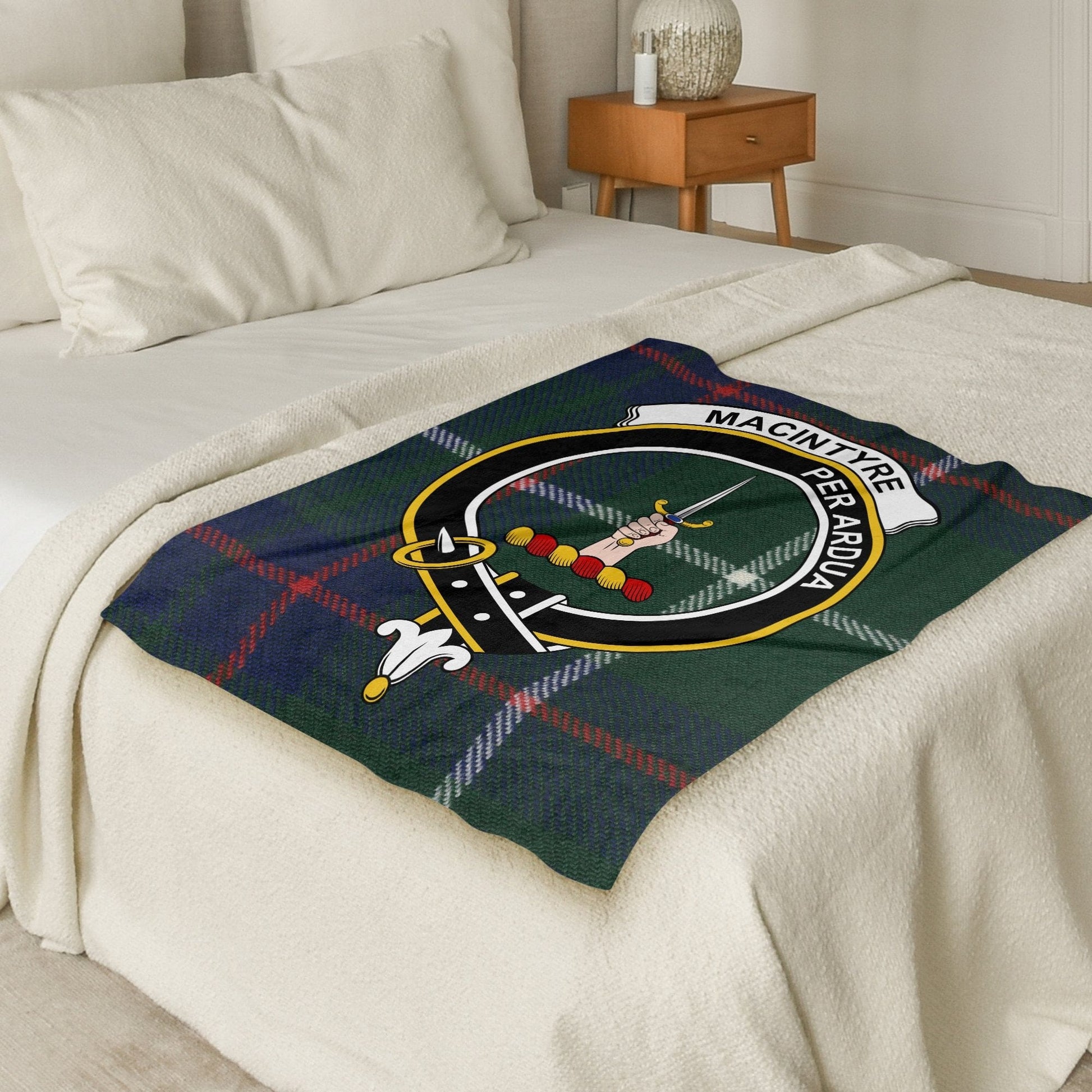 Scottish Clan Macintyre Crest Tartan Blanket