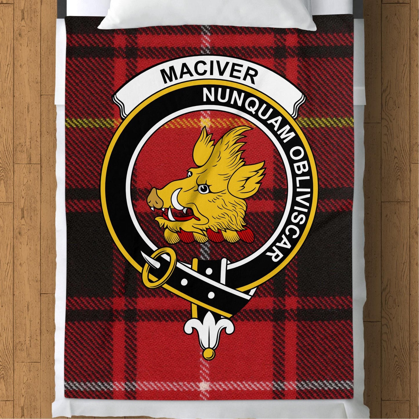 Scottish Clan MacIver Crest Tartan Blanket