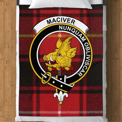 Scottish Clan MacIver Crest Tartan Blanket