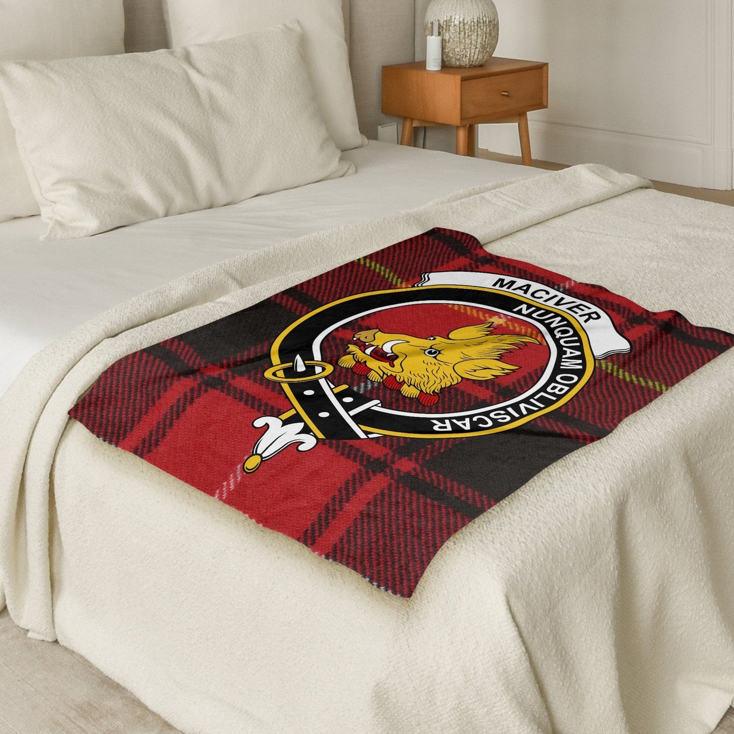 Scottish Clan MacIver Crest Tartan Blanket