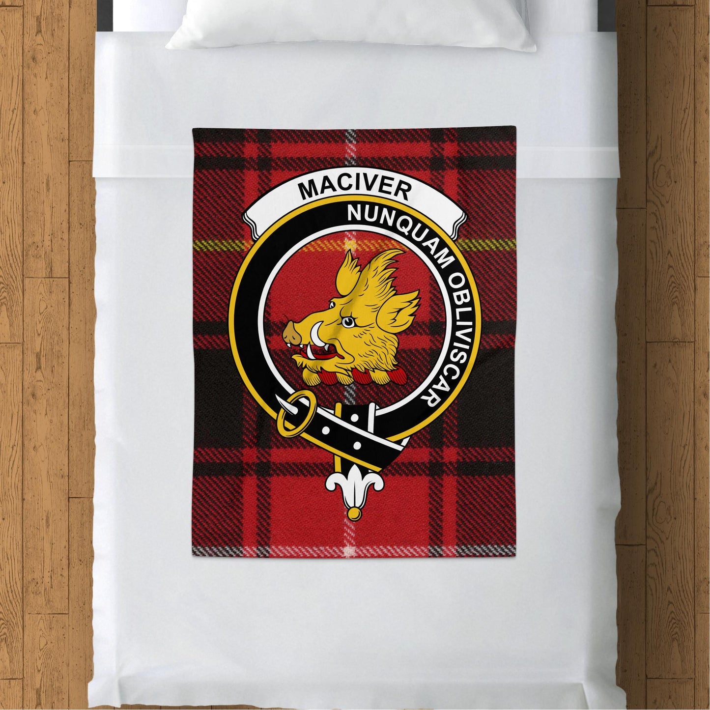 Scottish Clan MacIver Crest Tartan Blanket