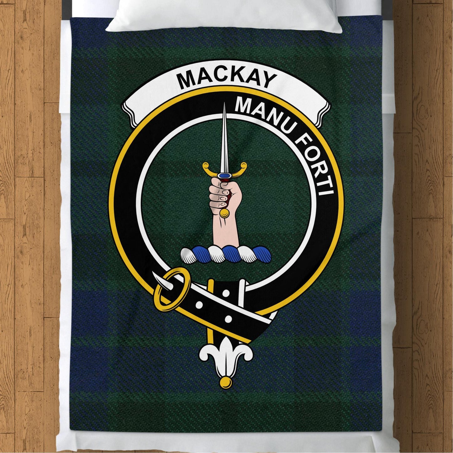 Scottish Clan Mackay Manu Forti Tartan Blanket