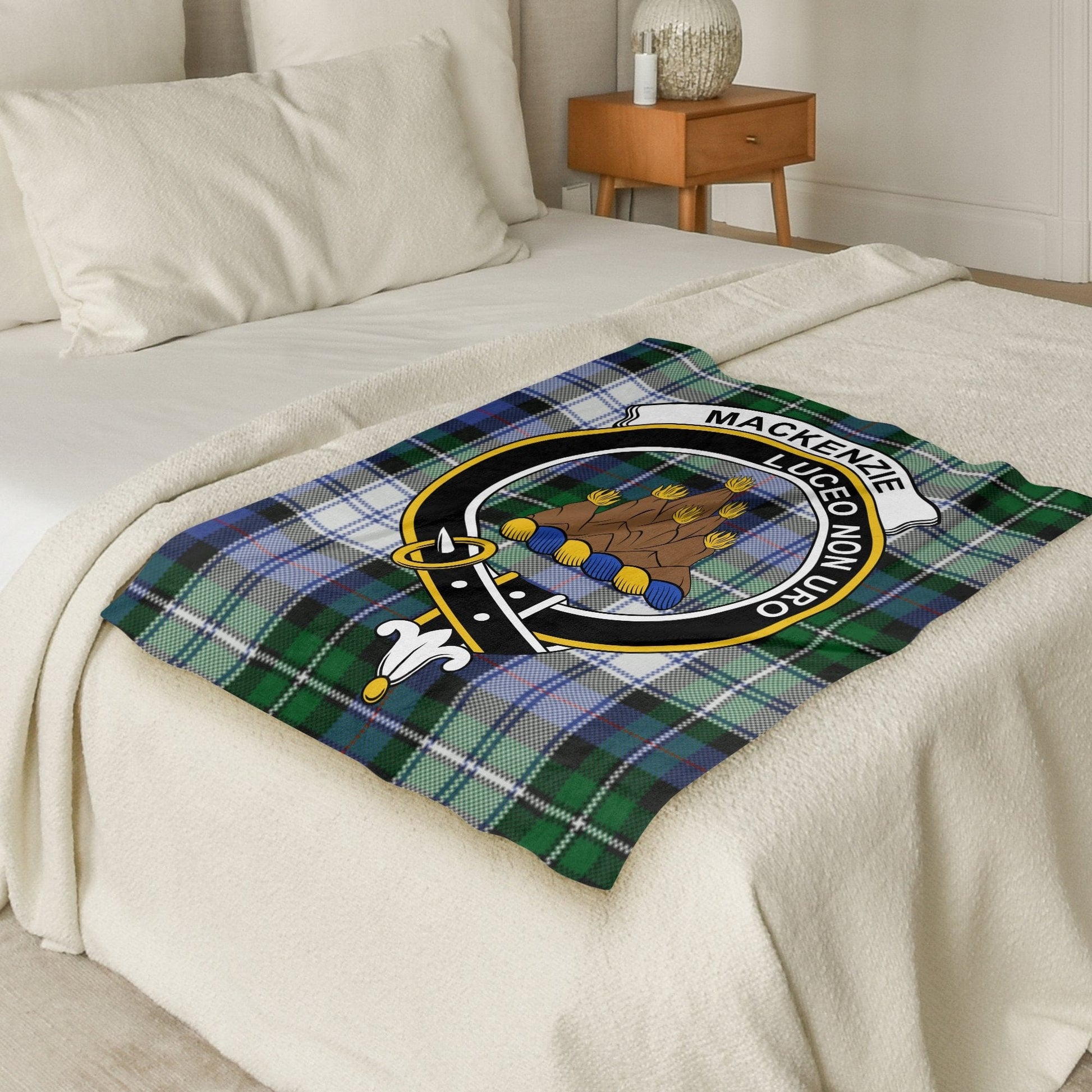 Scottish Clan Mackenzie Crest Tartan Blanket