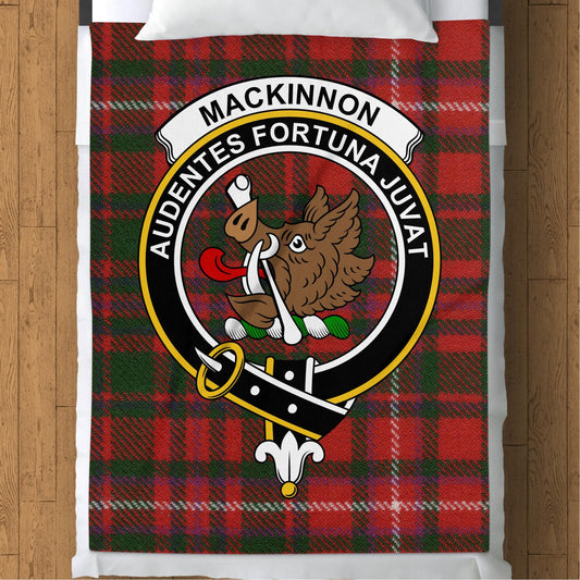 Scottish Clan Mackinnon Crest Tartan Blanket