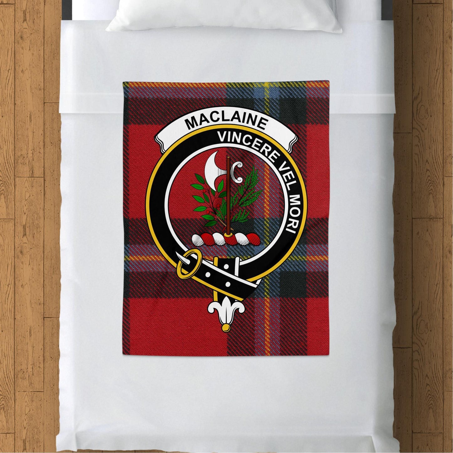 Scottish Clan Maclaine Crest Tartan Blanket