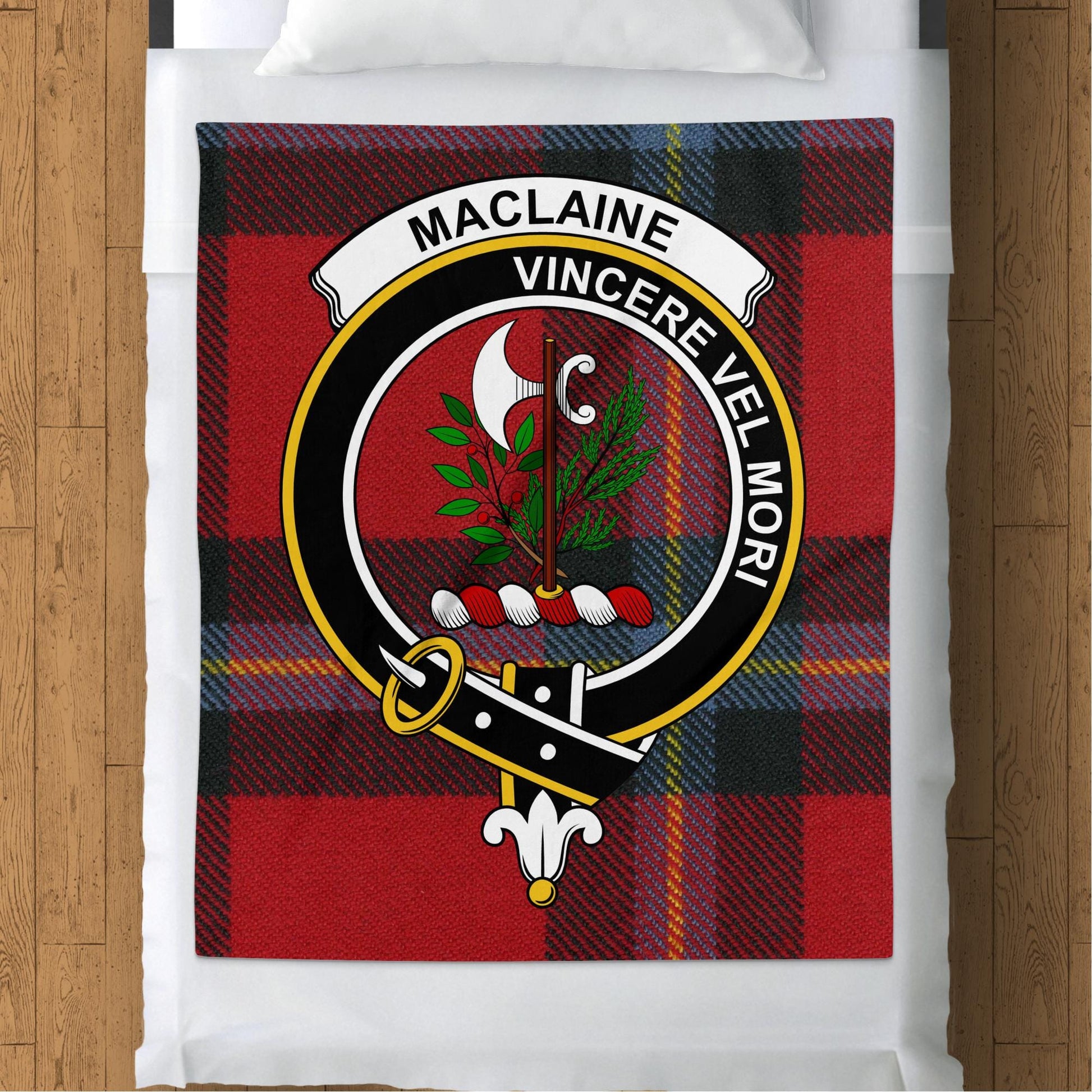 Scottish Clan Maclaine Crest Tartan Blanket