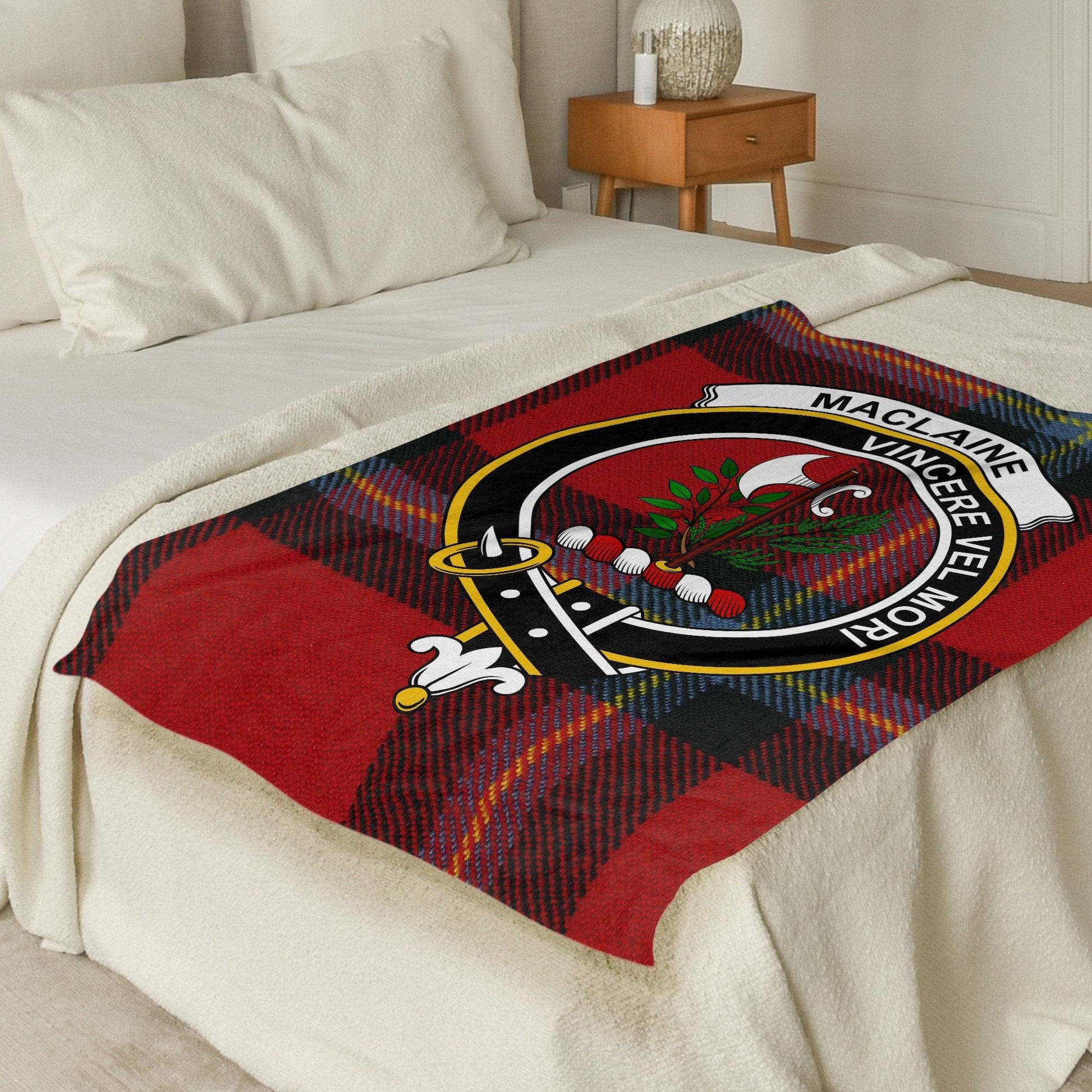 Scottish Clan Maclaine Crest Tartan Blanket