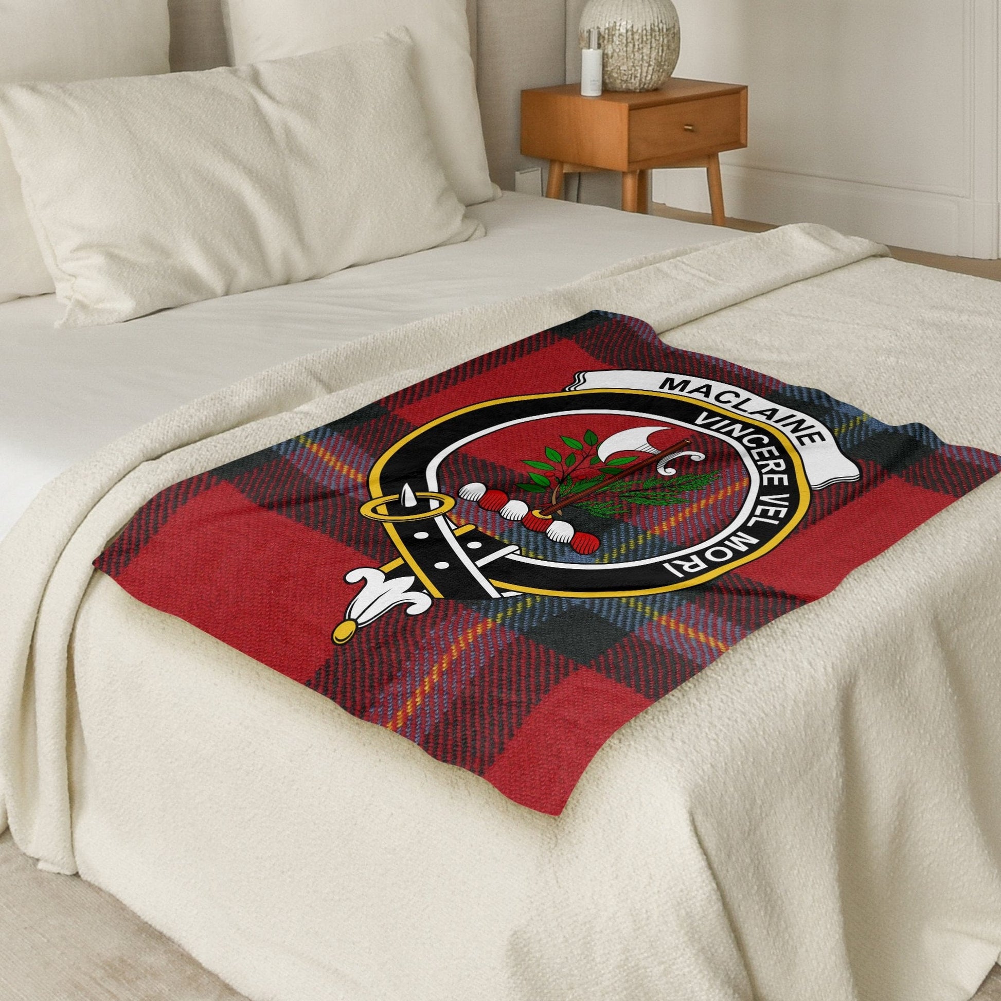 Scottish Clan Maclaine Crest Tartan Blanket