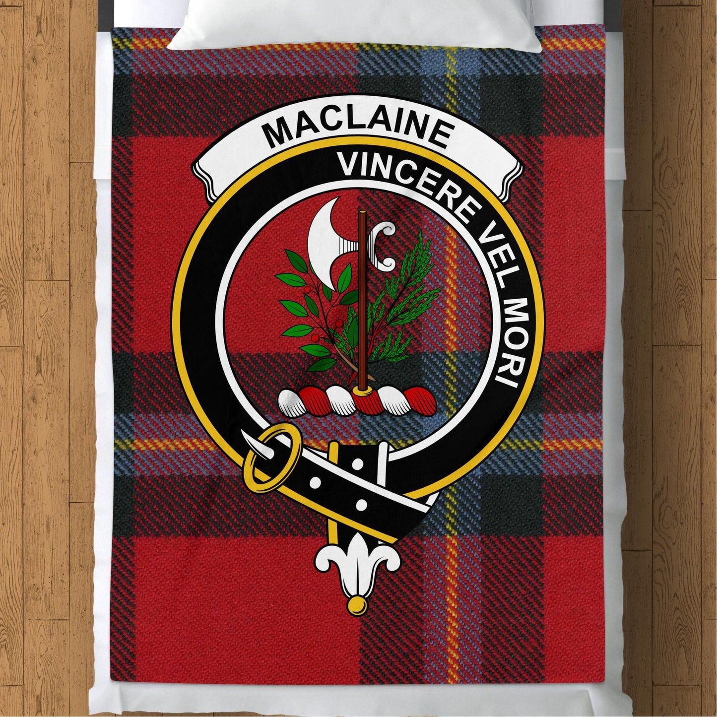 Scottish Clan Maclaine Crest Tartan Blanket