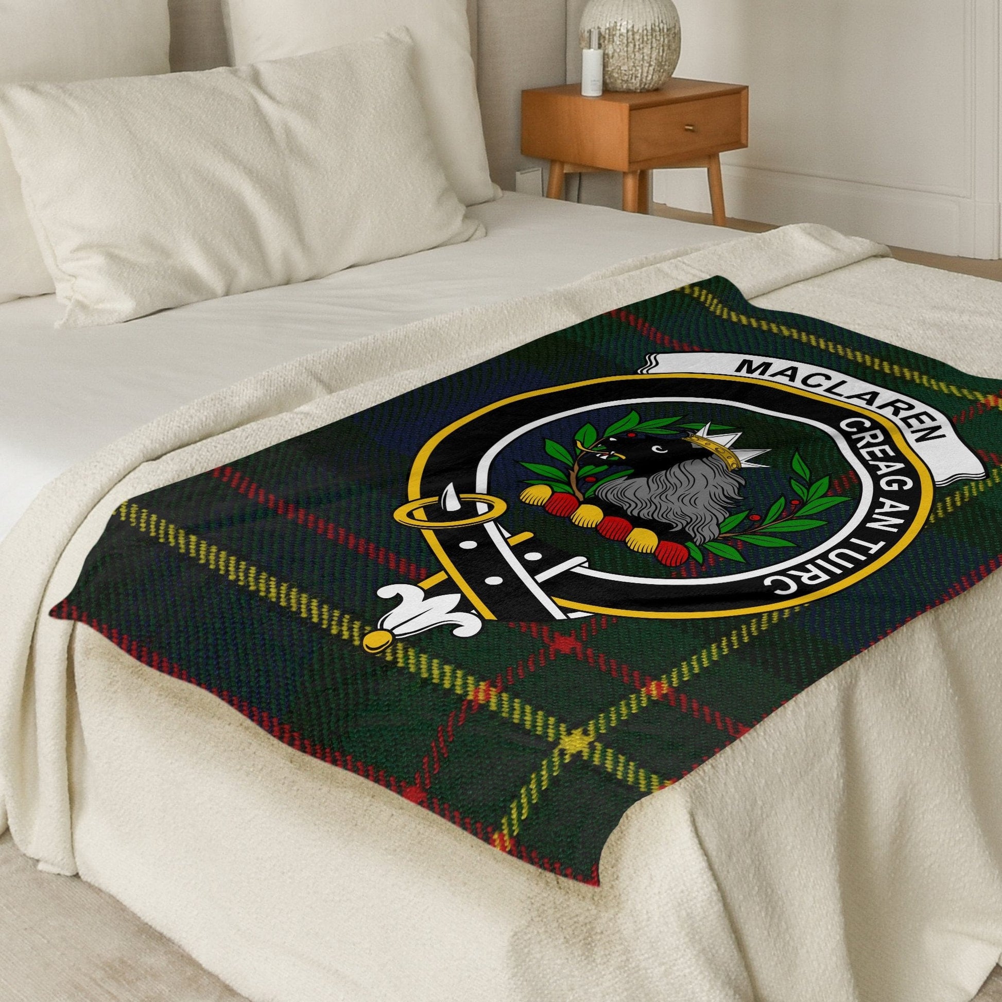 Scottish Clan MacLaren Crest Tartan Blanket