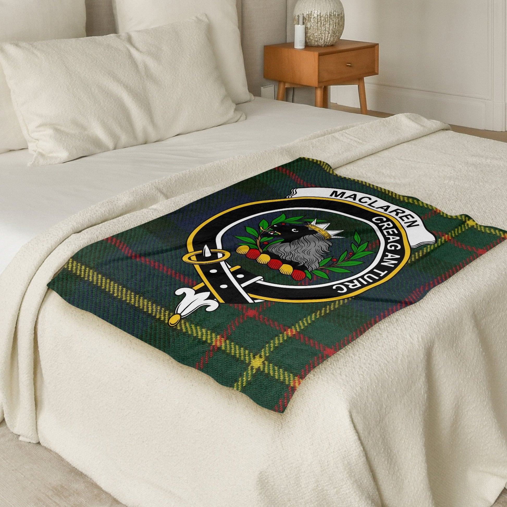 Scottish Clan MacLaren Crest Tartan Blanket