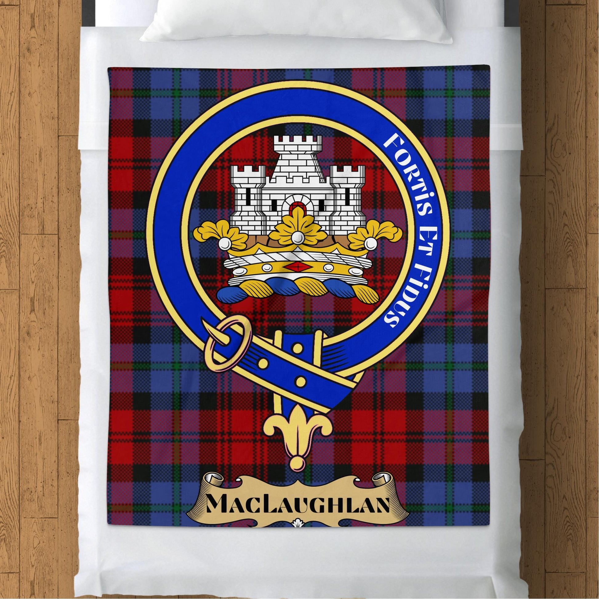 Scottish Clan MacLaughlan Crest Tartan Blanket