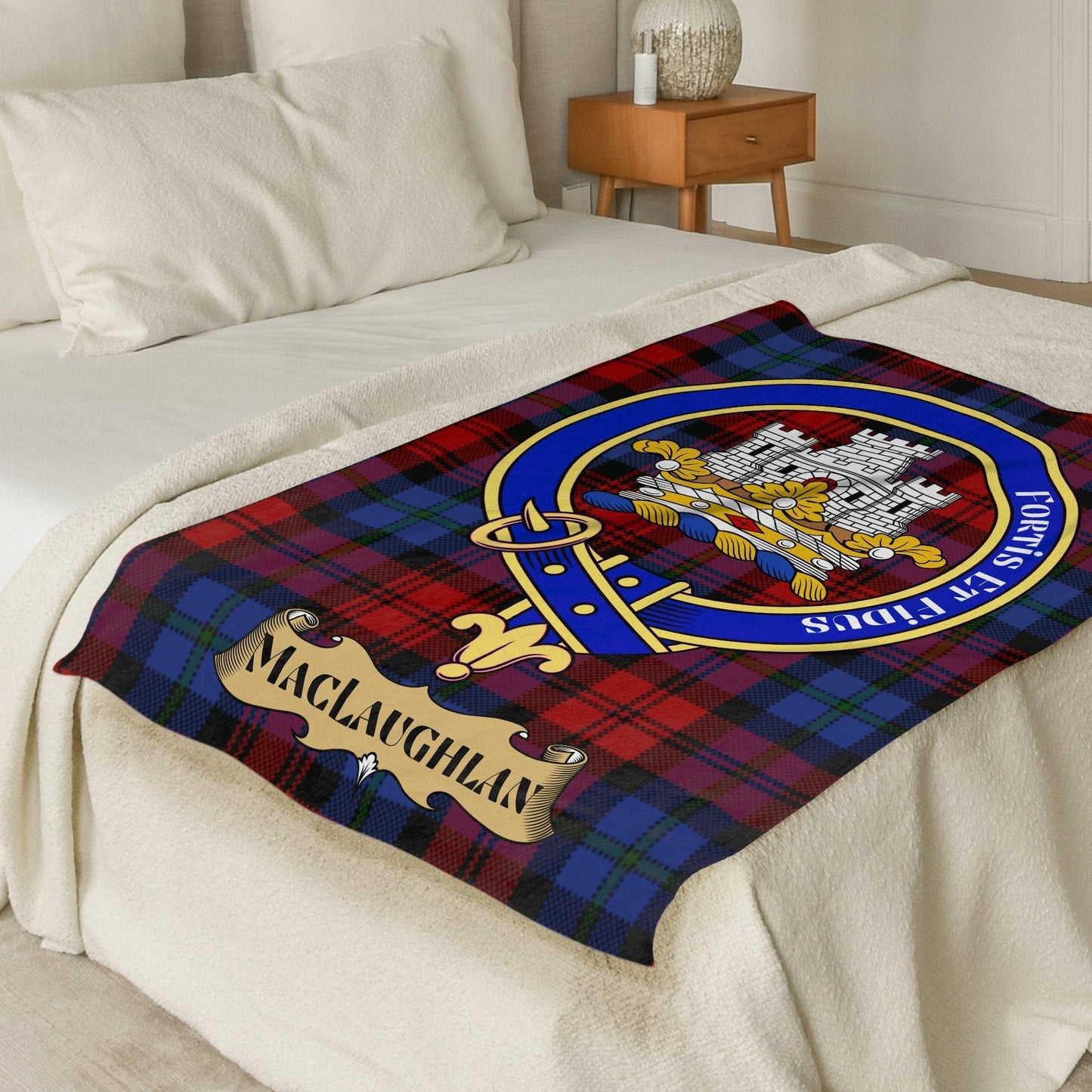 Scottish Clan MacLaughlan Crest Tartan Blanket