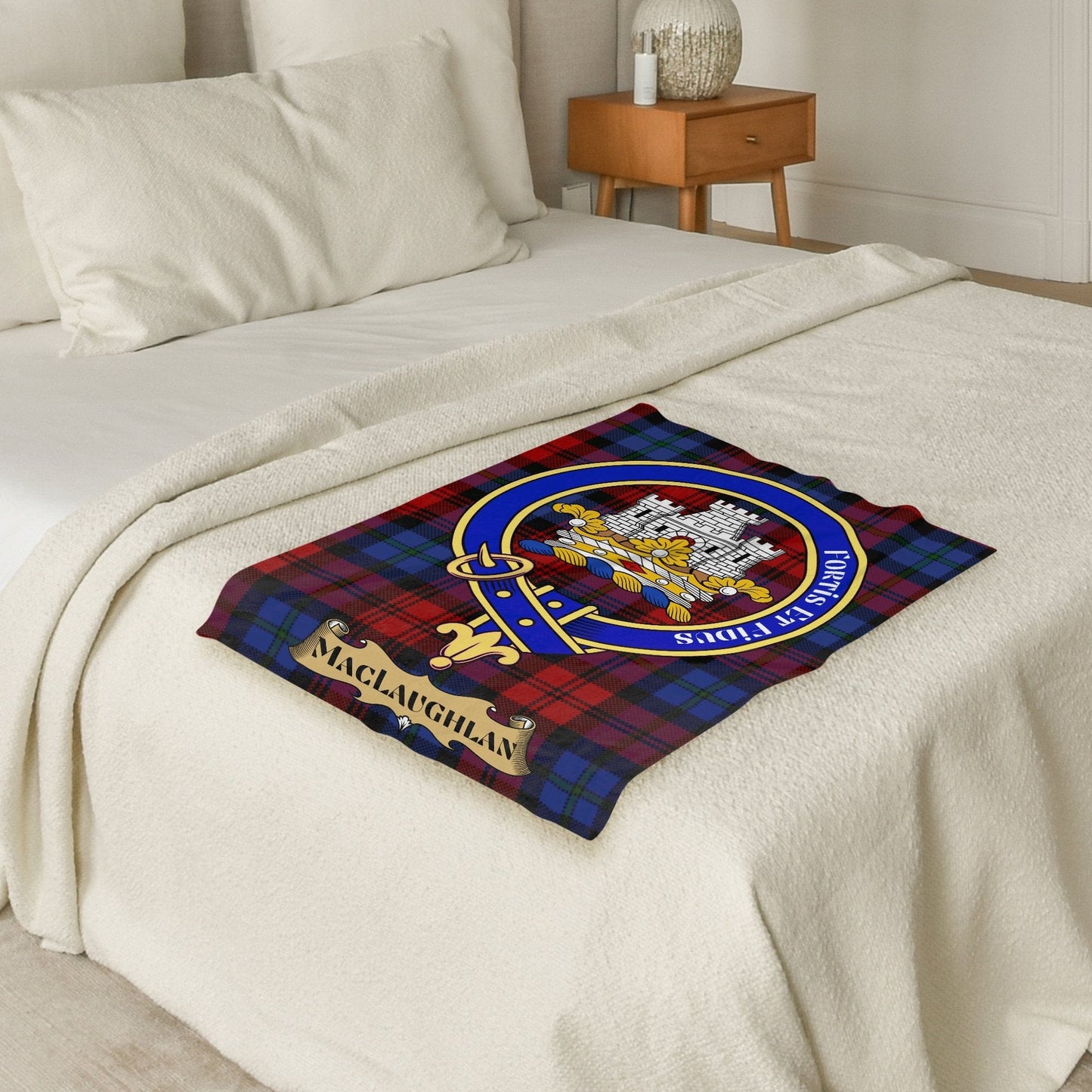 Scottish Clan MacLaughlan Crest Tartan Blanket