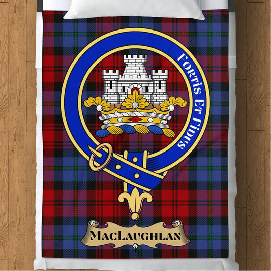 Scottish Clan MacLaughlan Crest Tartan Blanket