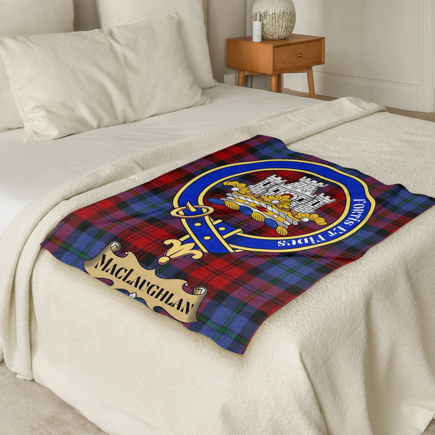 Scottish Clan MacLaughlan Crest Tartan Blanket