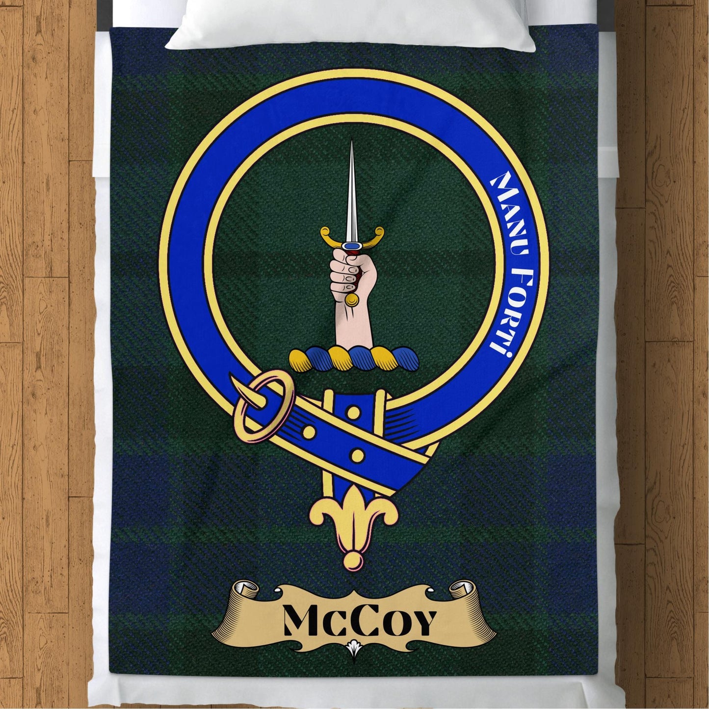 Scottish Clan McCoy Crest Tartan Blanket