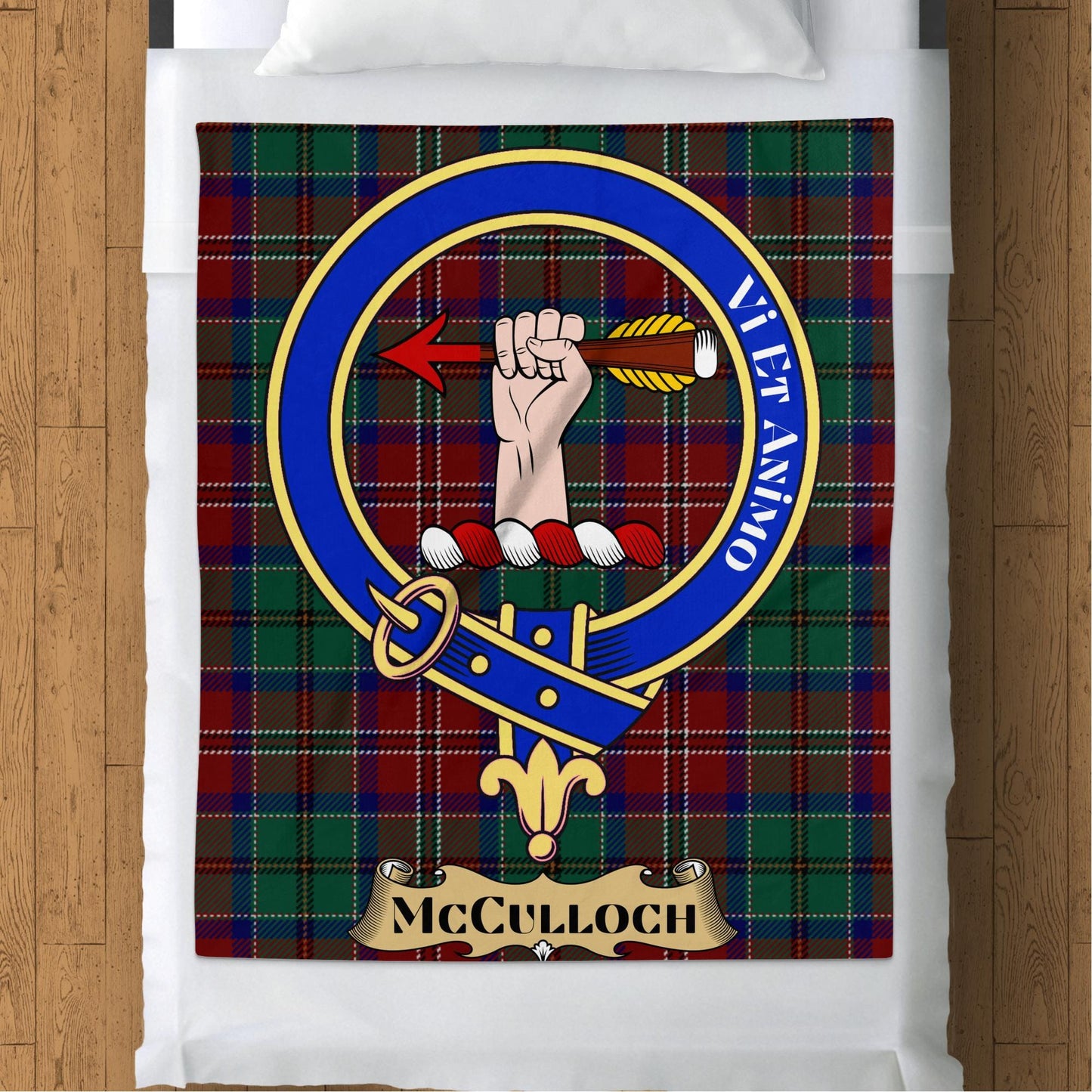 Scottish Clan McCulloch Crest Tartan Blanket