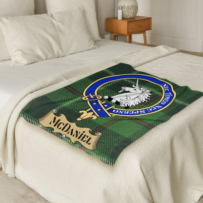 Scottish Clan McDaniel Crest Tartan Blanket