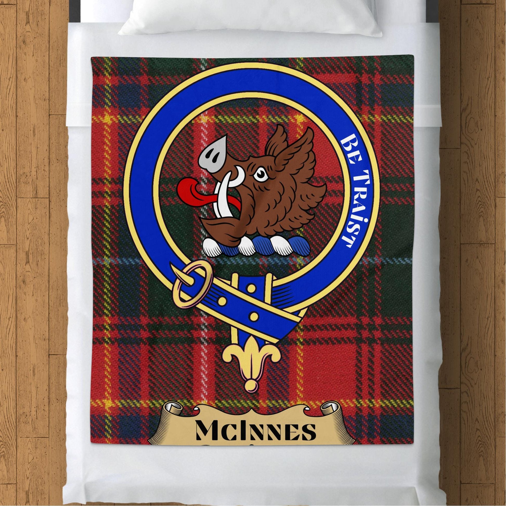 Scottish Clan McInnes Crest Tartan Blanket