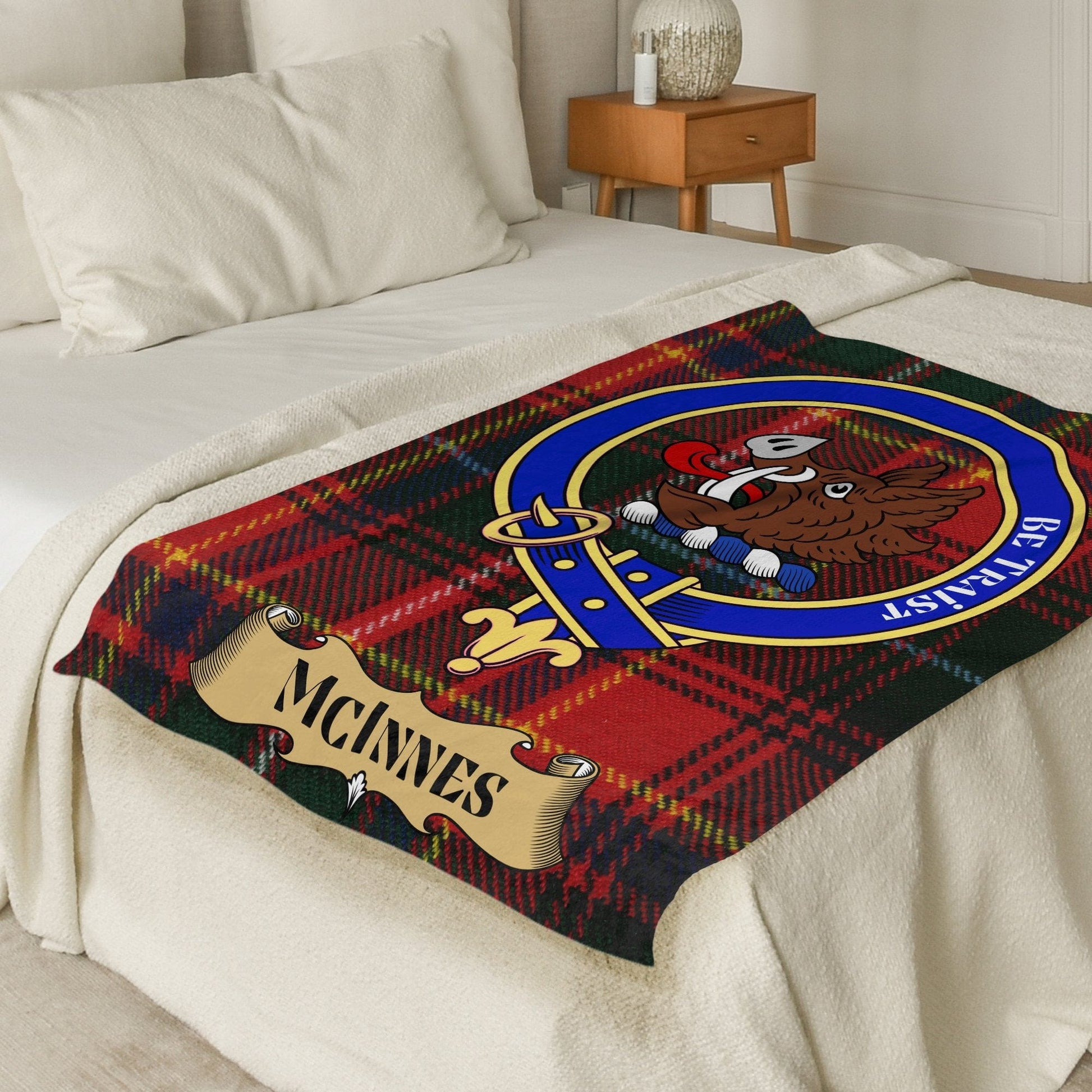 Scottish Clan McInnes Crest Tartan Blanket