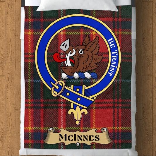 Scottish Clan McInnes Crest Tartan Blanket