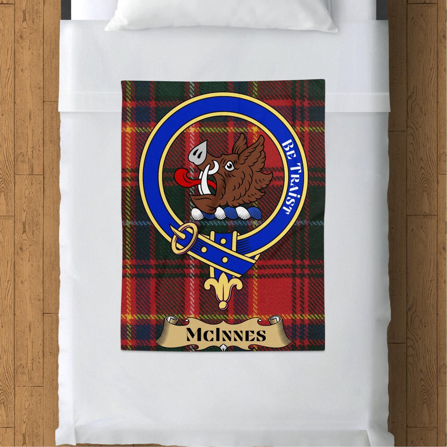 Scottish Clan McInnes Crest Tartan Blanket