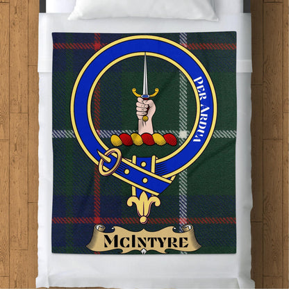 Scottish Clan McIntyre Crest Tartan Blanket