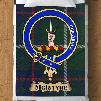 Scottish Clan McIntyre Crest Tartan Blanket