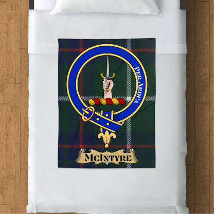 Scottish Clan McIntyre Crest Tartan Blanket