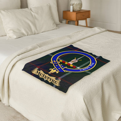 Scottish Clan McIntyre Crest Tartan Blanket