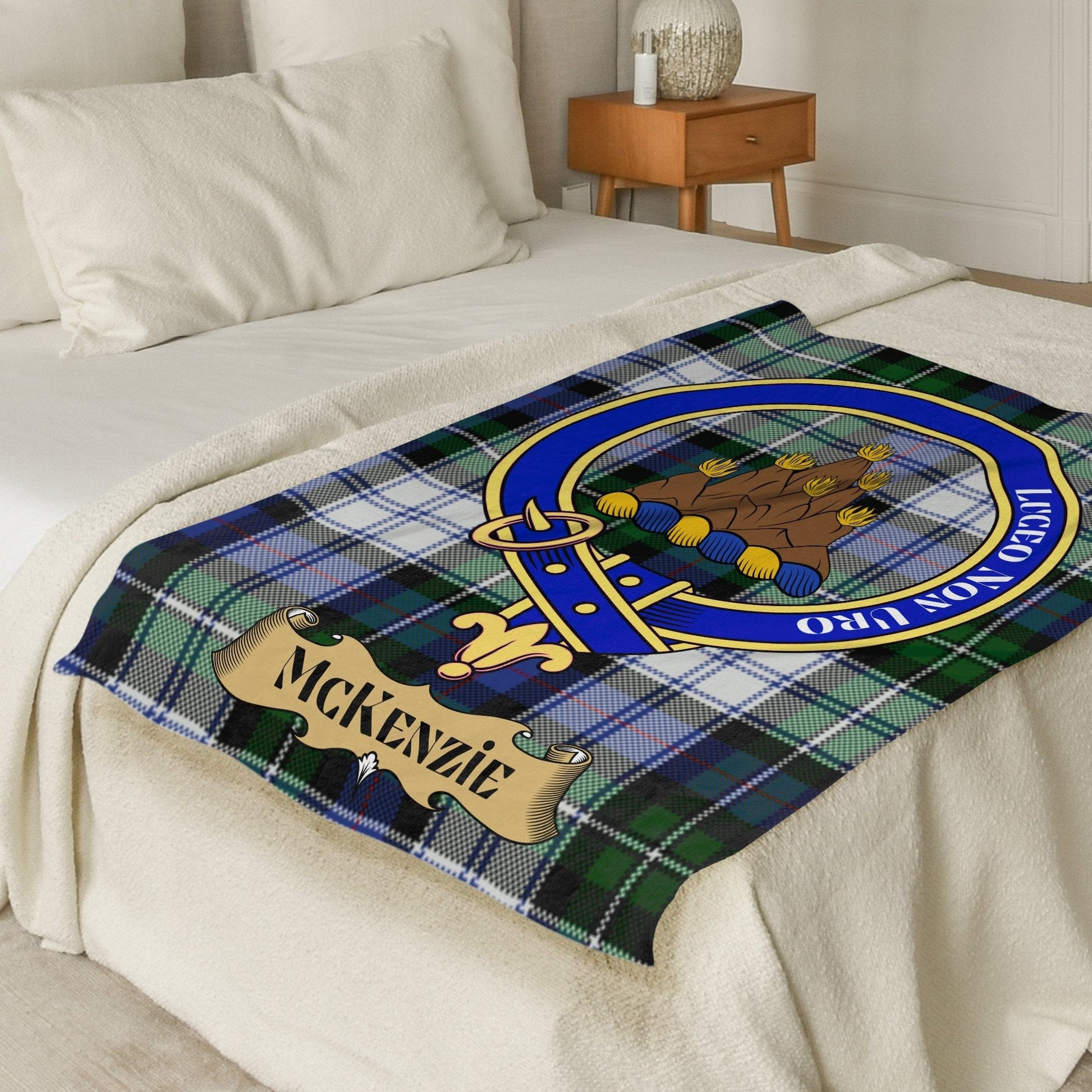 Scottish Clan McKenzie Crest Tartan Blanket