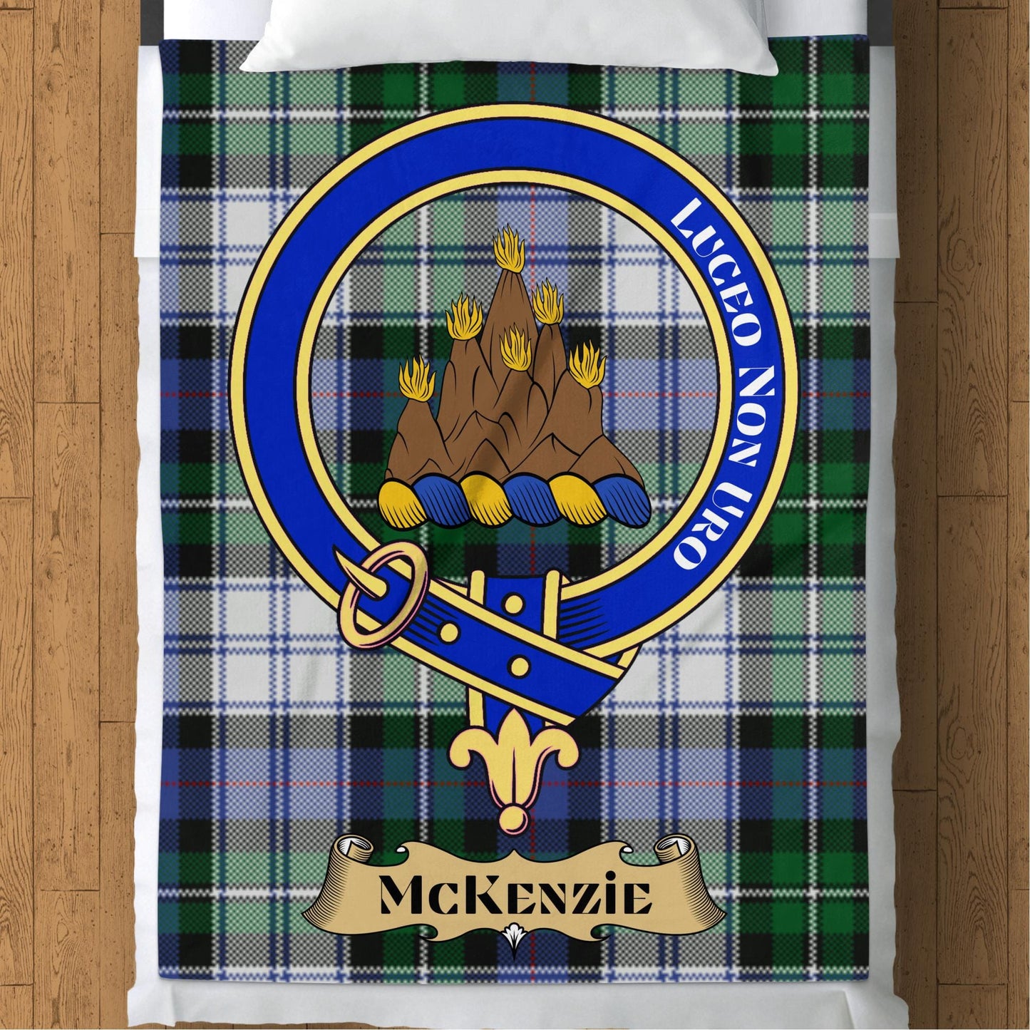 Scottish Clan McKenzie Crest Tartan Blanket