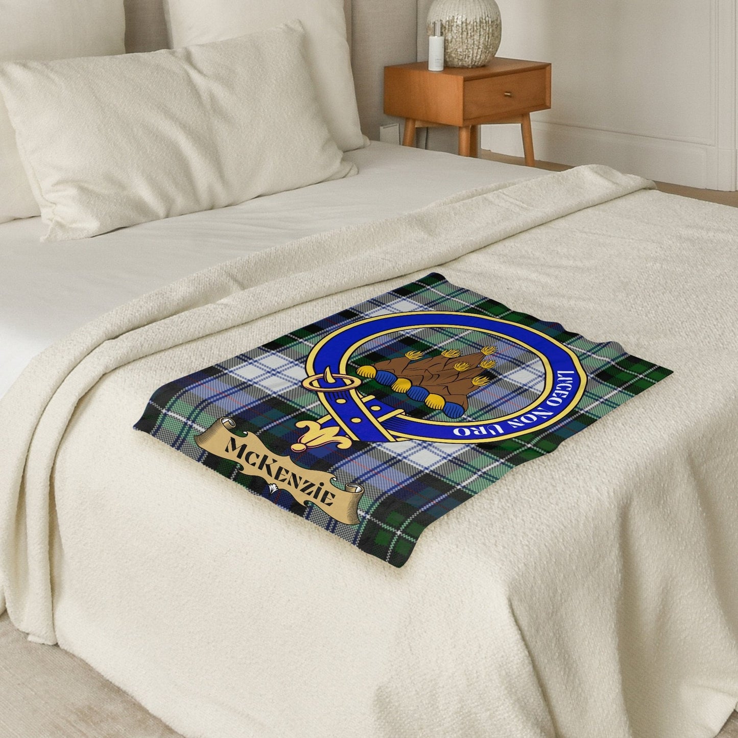 Scottish Clan McKenzie Crest Tartan Blanket