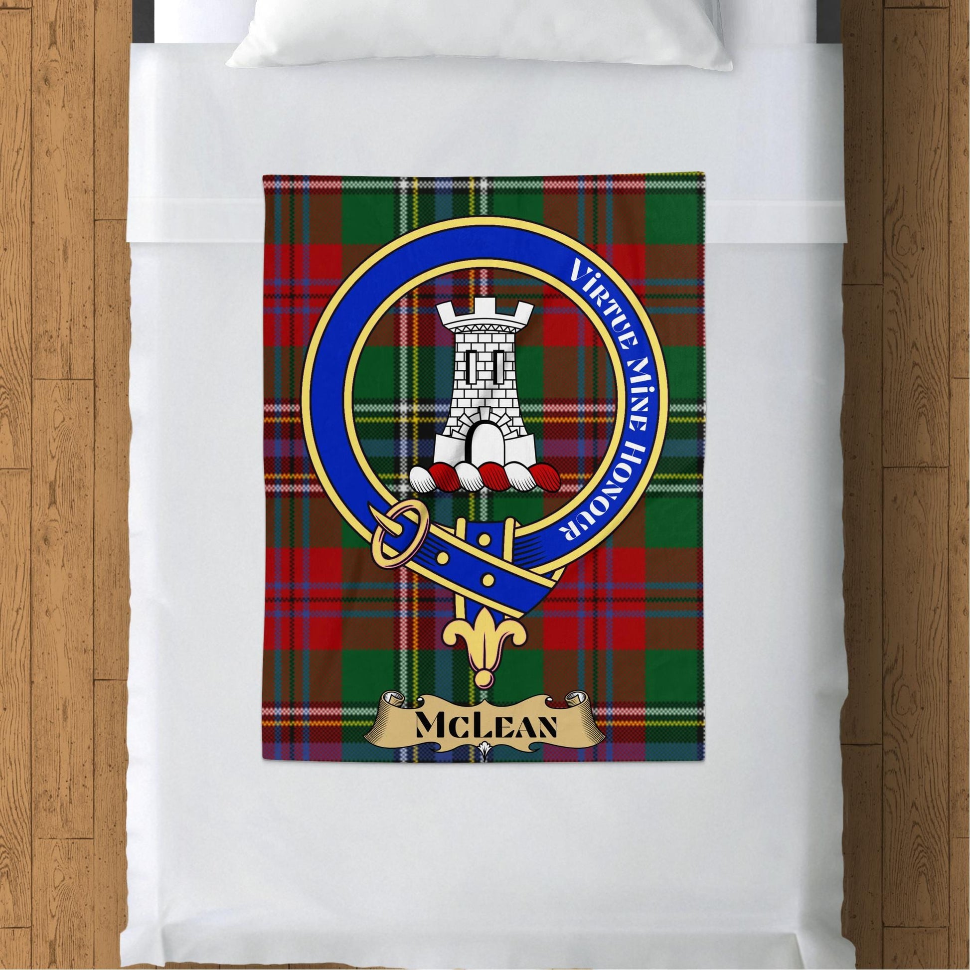 Scottish Clan McLean Crest Tartan Blanket