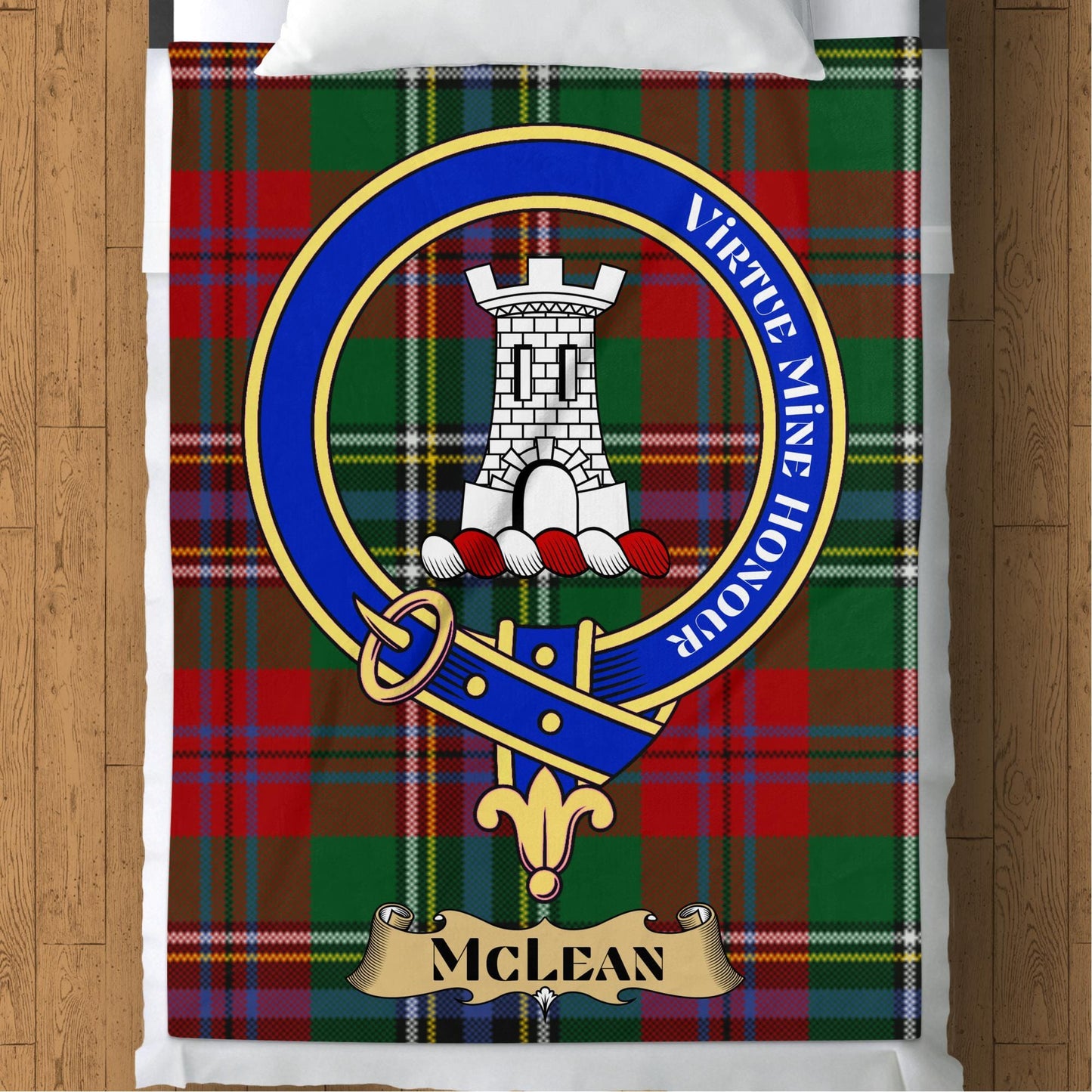 Scottish Clan McLean Crest Tartan Blanket