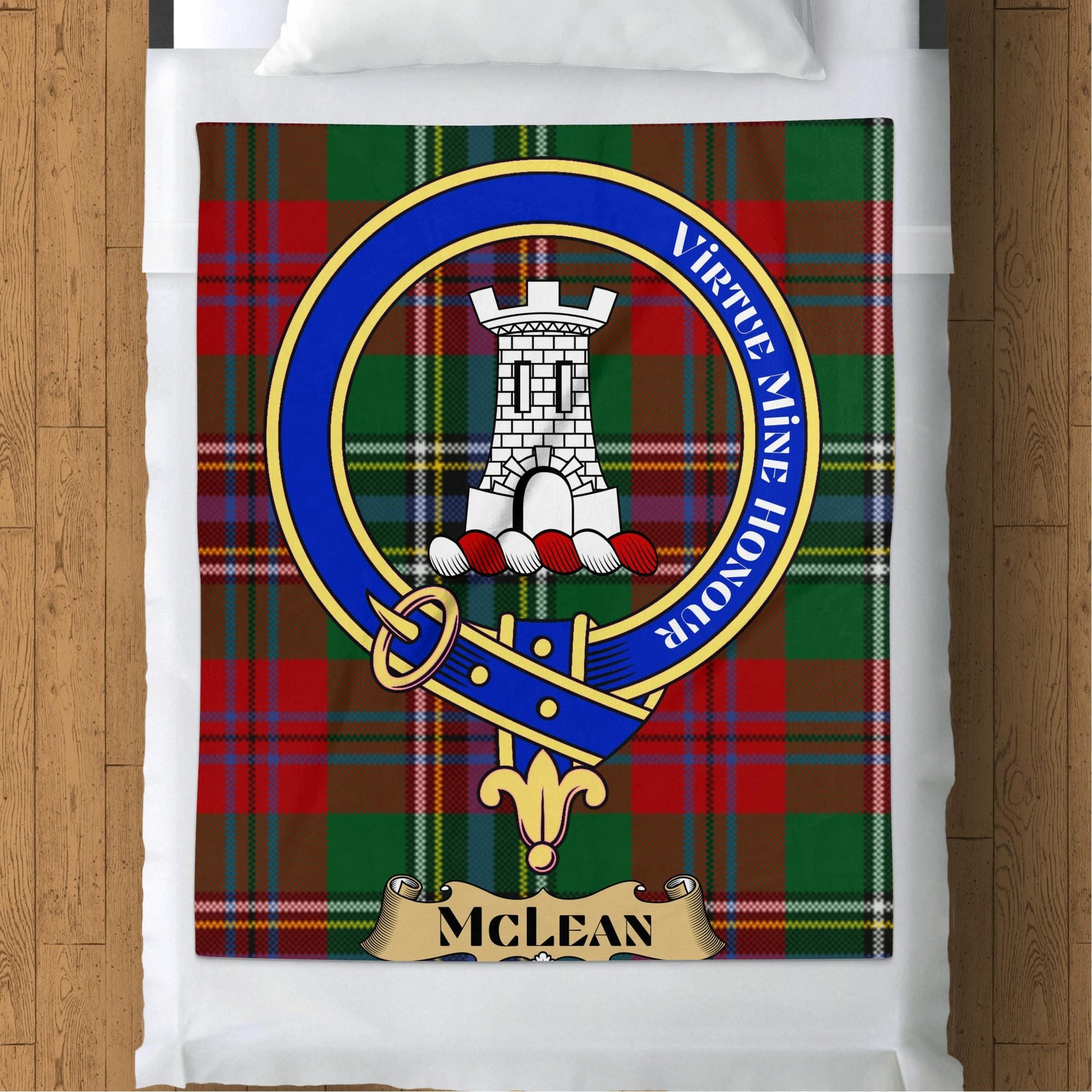 Scottish Clan McLean Crest Tartan Blanket