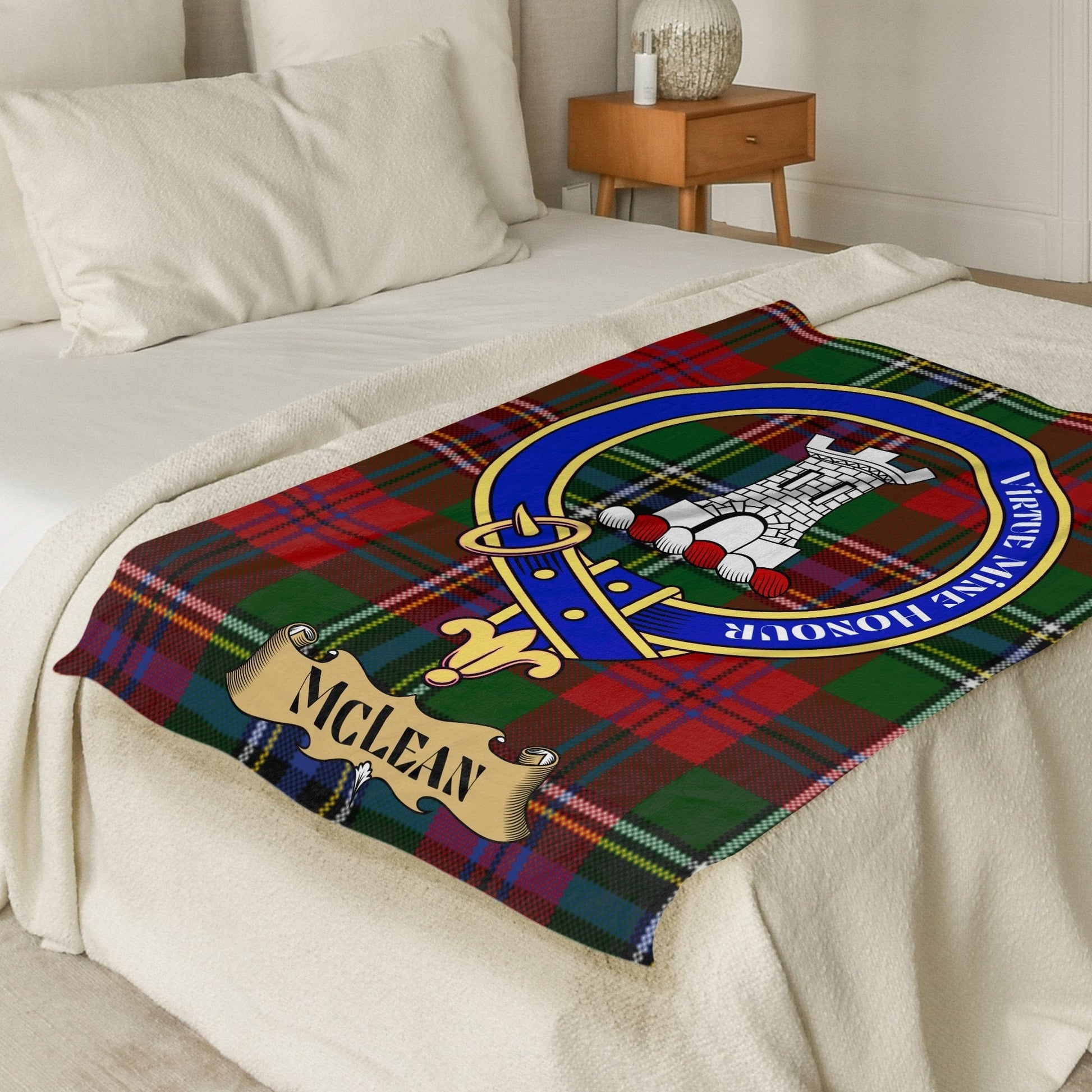 Scottish Clan McLean Crest Tartan Blanket