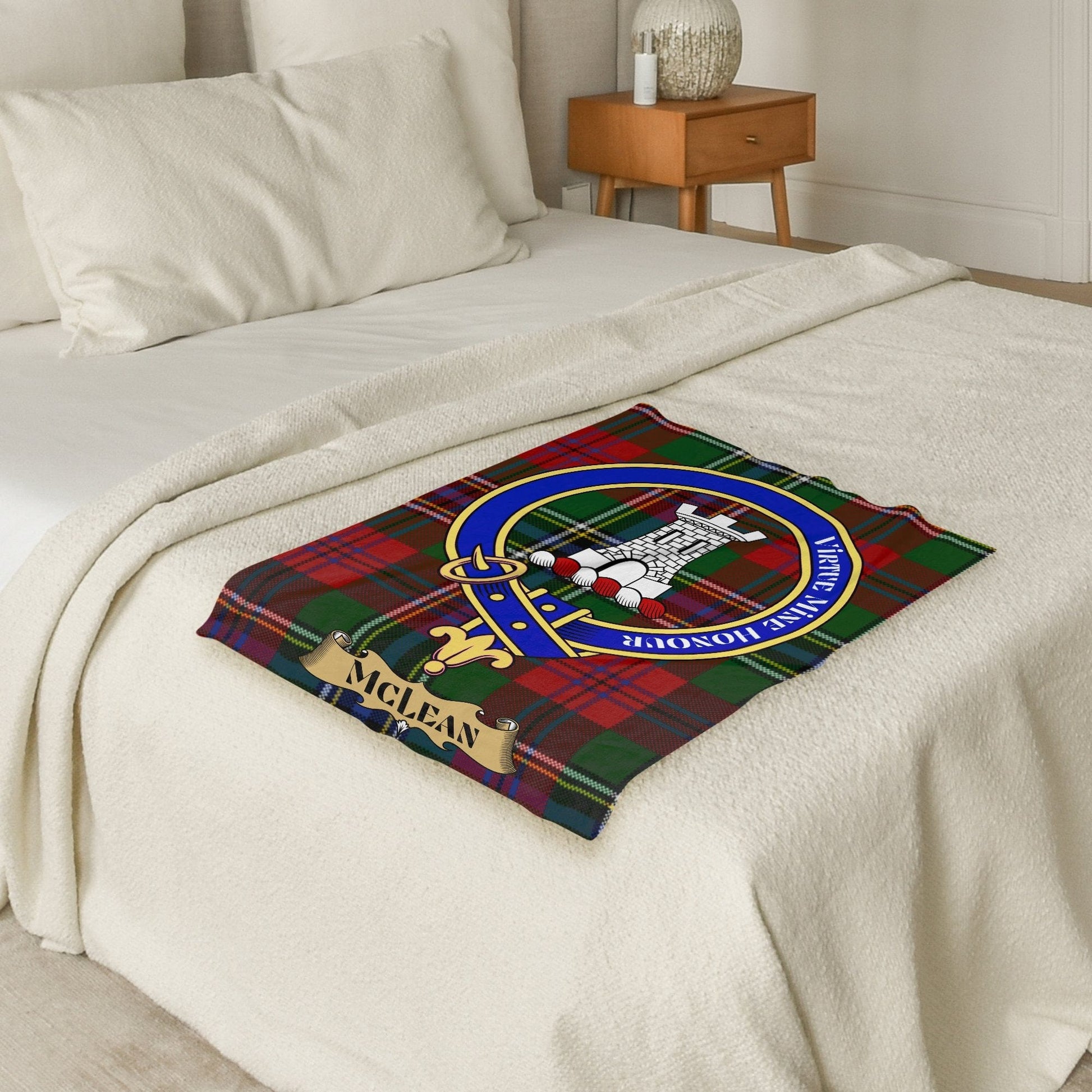 Scottish Clan McLean Crest Tartan Blanket