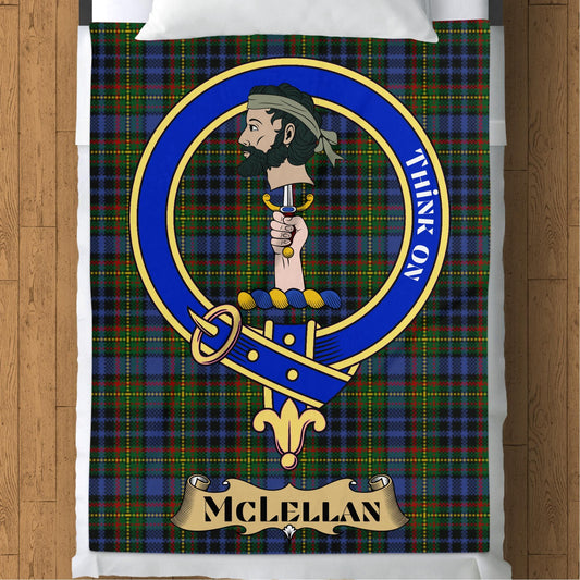 Scottish Clan McLellan Crest Tartan Blanket