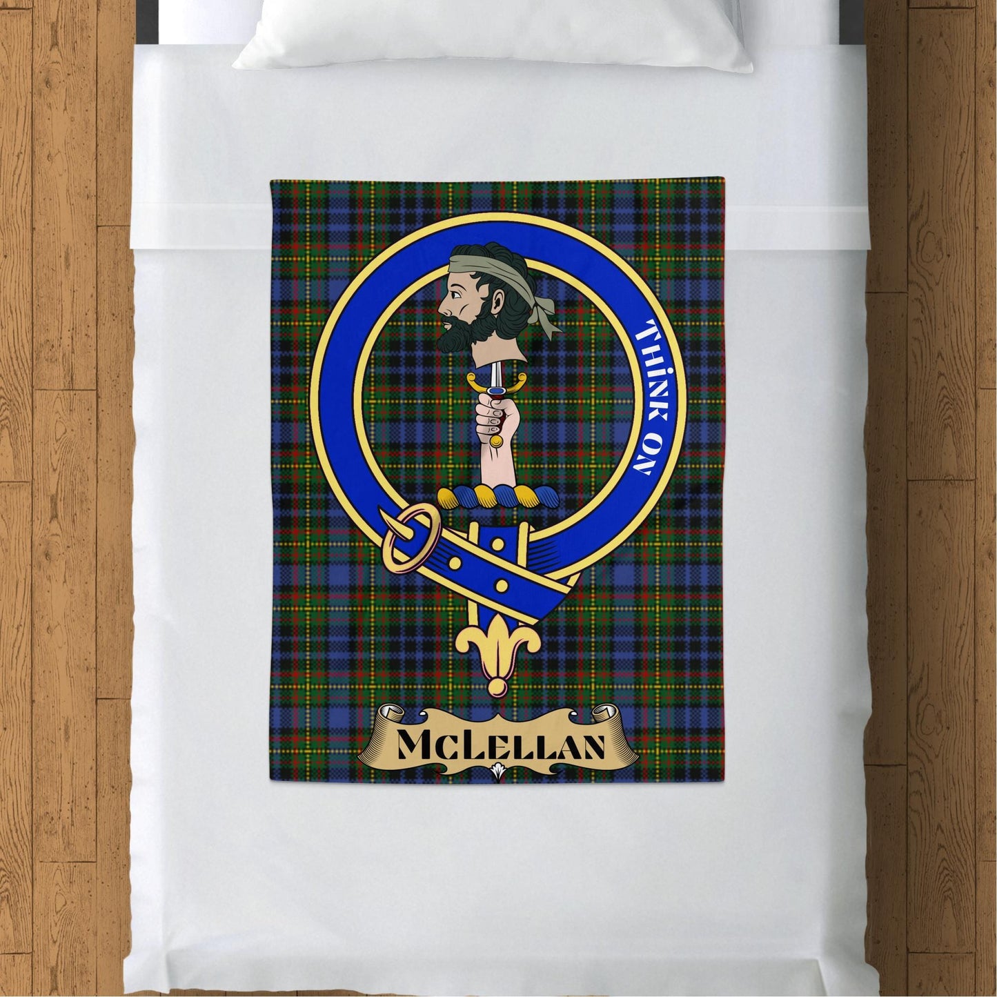 Scottish Clan McLellan Crest Tartan Blanket