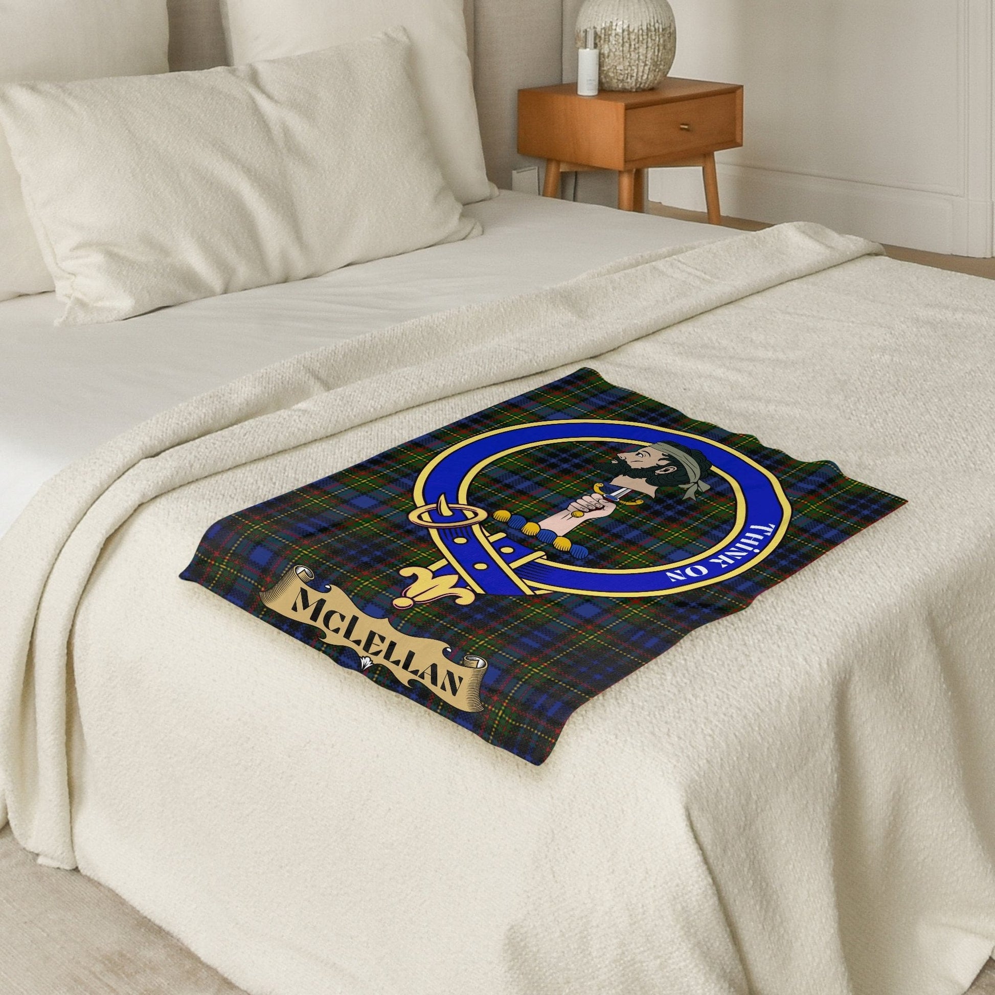 Scottish Clan McLellan Crest Tartan Blanket