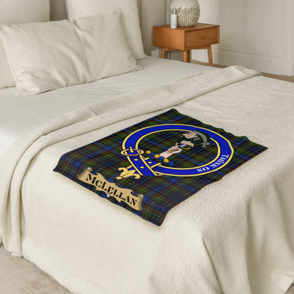 Scottish Clan McLellan Crest Tartan Blanket