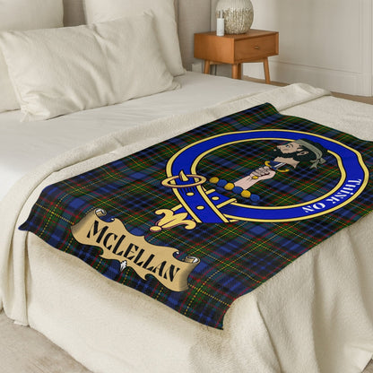 Scottish Clan McLellan Crest Tartan Blanket